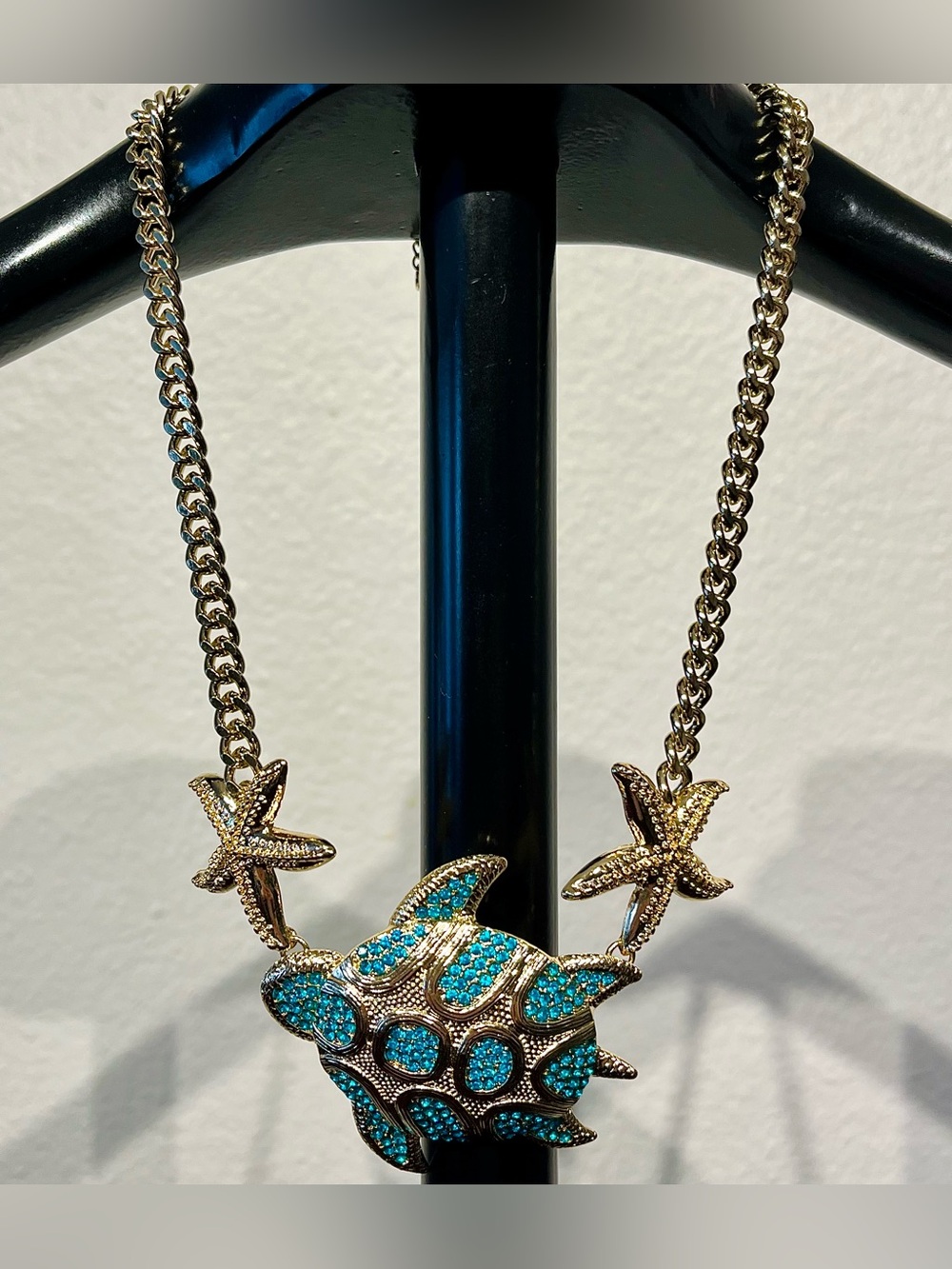 Freedom Sea Turtle and Starfish Gold Look Collar Necklace